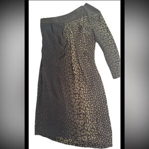 Gucci 40 Dress One Shoulder Hunter Green Cheetah Glamorous S